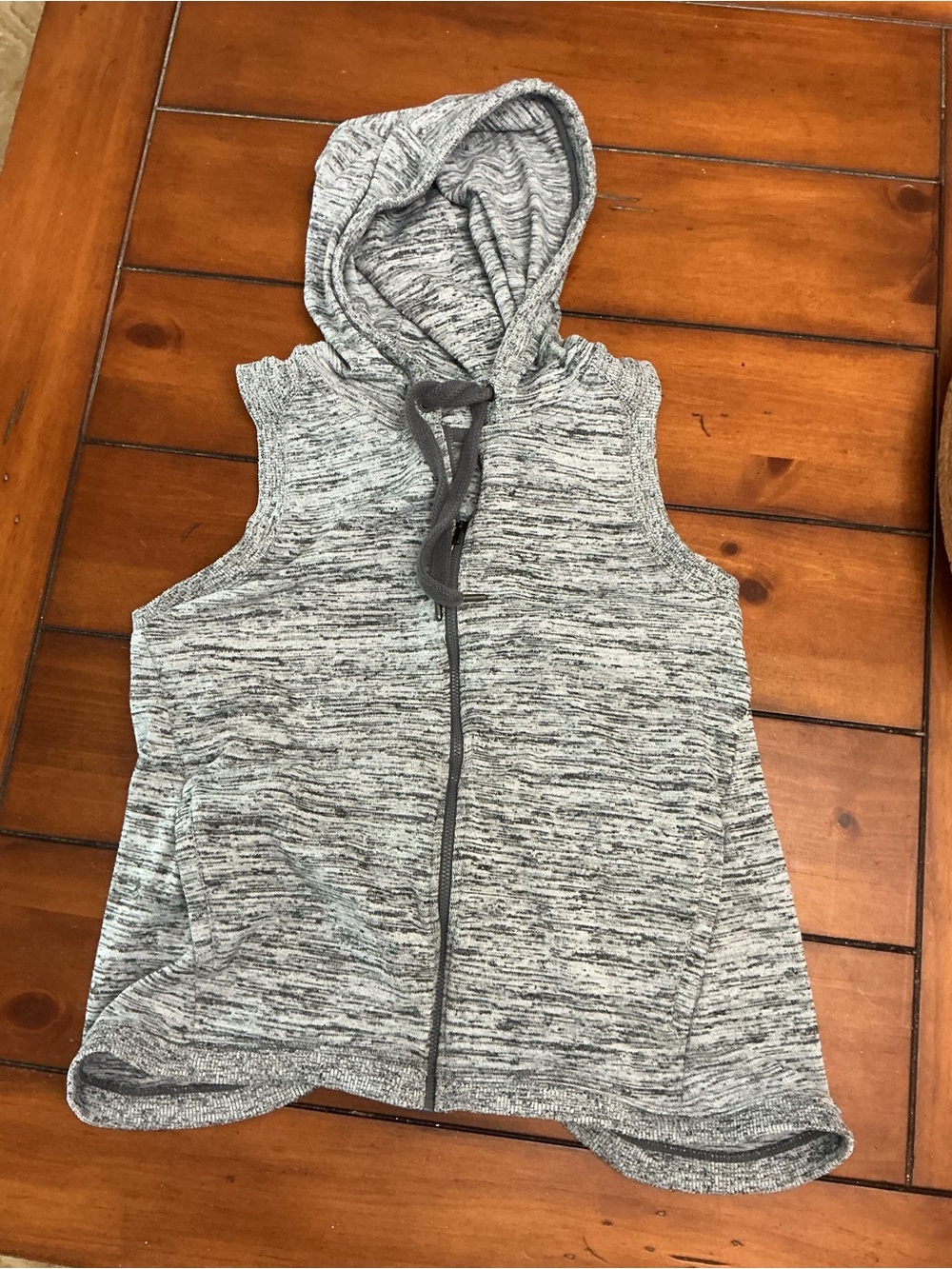 Athleta Grey Marled Hooded Sleeveless Zip Vest XS